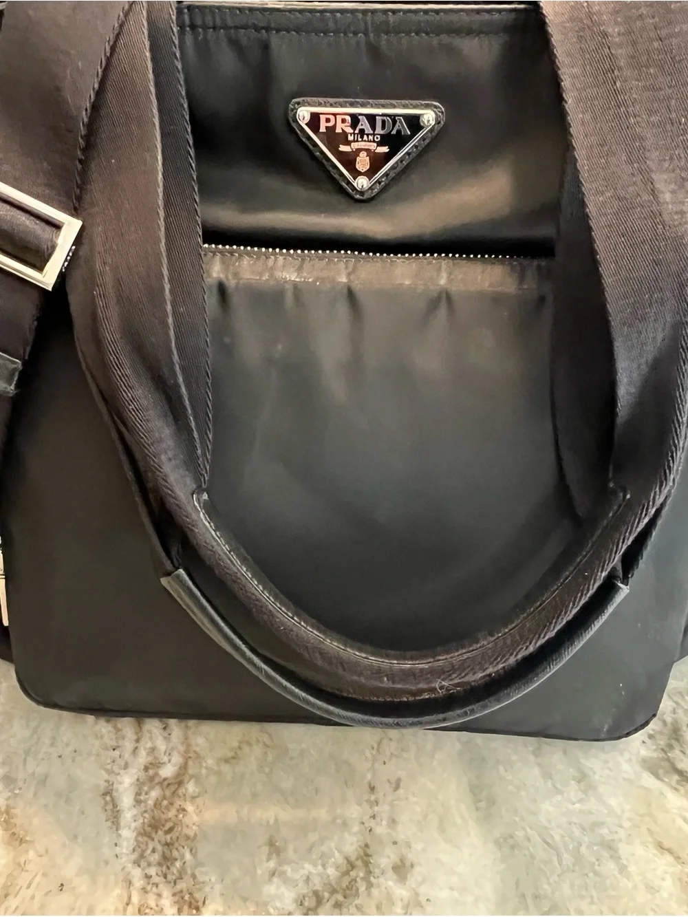 Prada Black Nylon Baby Bag Tote with Detachable Strap